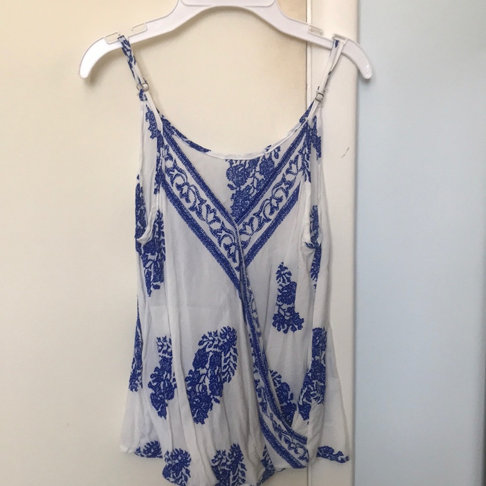 Shein Low Cut Blue and White shirt